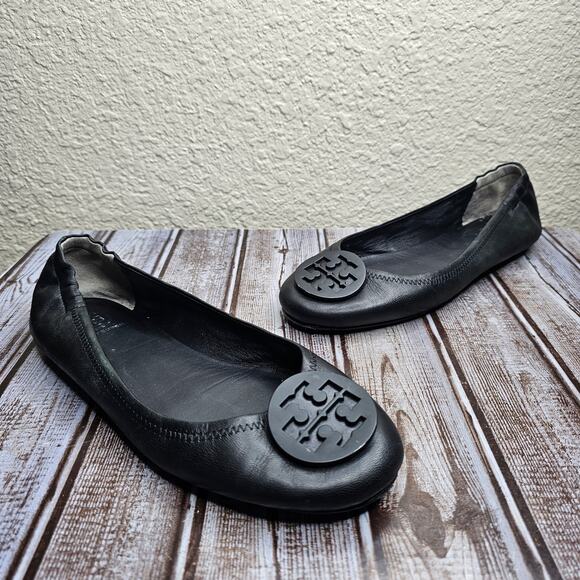 Tory burch black minnie travel leather Ballet flats womens size 9 - Picture 1 of 9